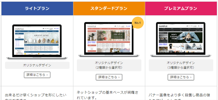 楽天ショップ制作プラン、サンプルイメージ
