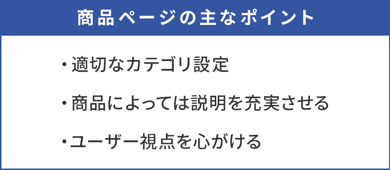 商品ページの主なポイント