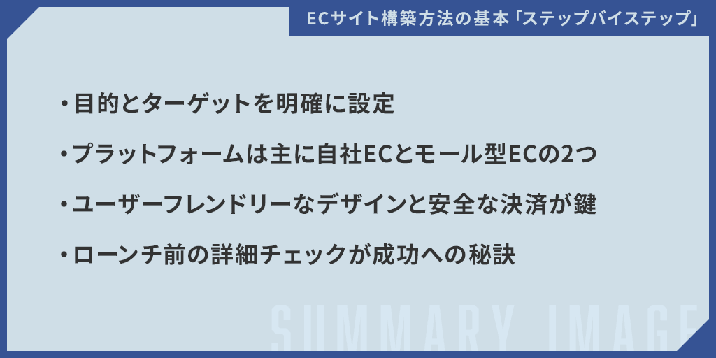 ECサイト構築方法の基本「ステップバイステップ」