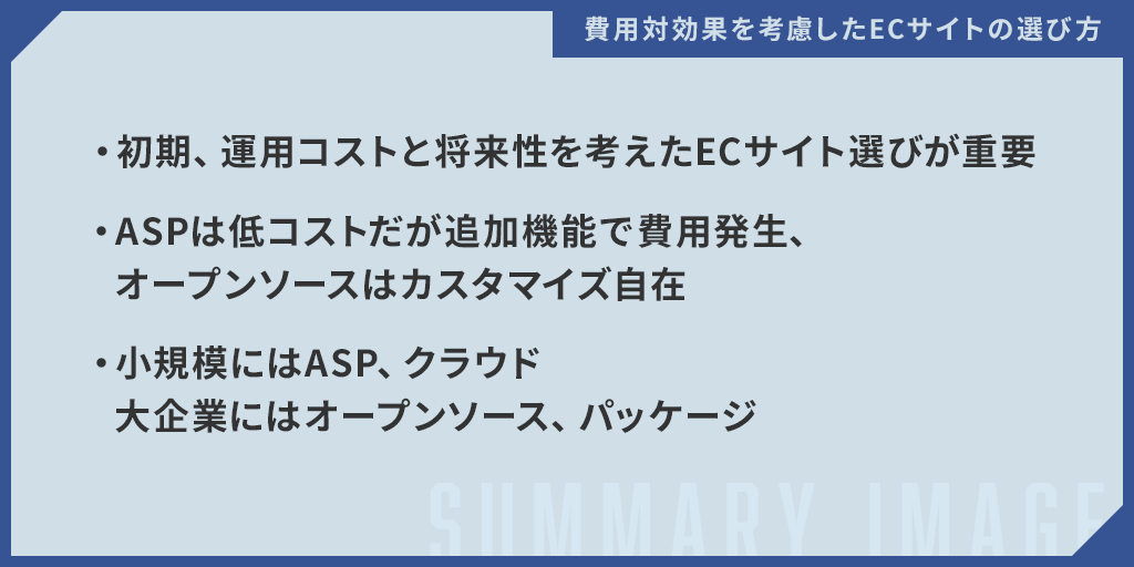 費用対効果を考慮したECサイトの選び方