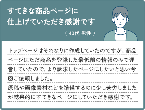 すてきな商品ページに仕上げていただき感謝です